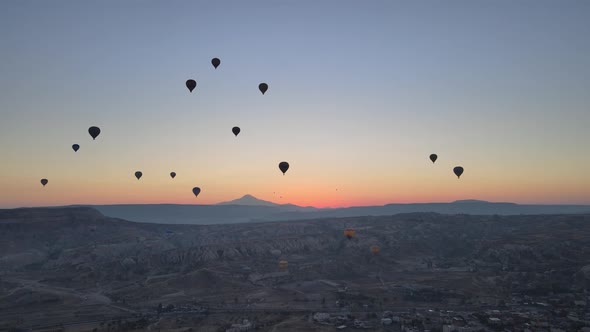 Cappadocia, Turkey : Balloons in the Sky. Aerial View