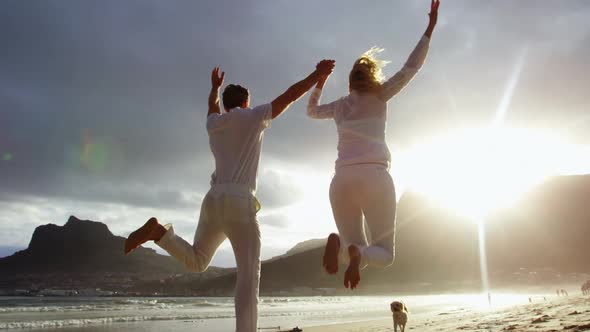 Mature couple together at beach