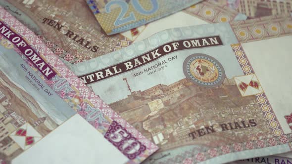 Omani Rials Banknotes. Close Up View of Currency in Oman