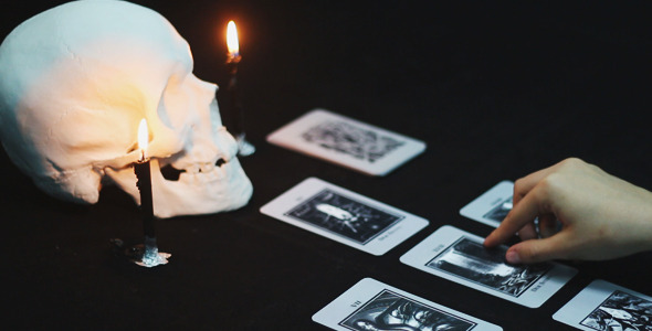 Witch Lays Black Tarot Cards