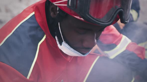 Black Paramedic Working After Disaster