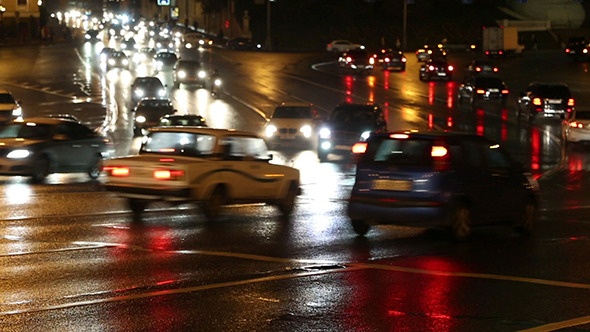 Evening Car Traffic At Rush Hour In Moscow