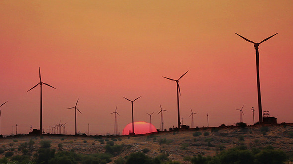Wind Farm - Turning Windmills