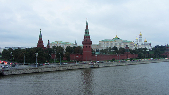 Moscow Kremlin And Ships On River