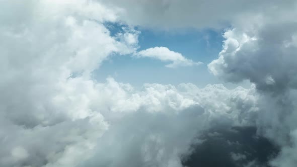 Cloudy landscape high in the mountains aerial view 4 K