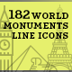 World Monuments Line Icons - GraphicRiver Item for Sale