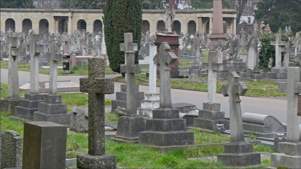 The View of the Cemetery with All the Gravestones  alt