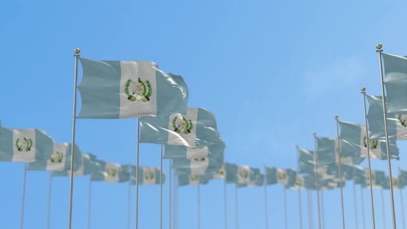 Guatemala Row Of Flags 3D Animation