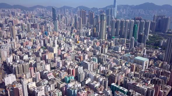 Top view of Hong Kong cityscape