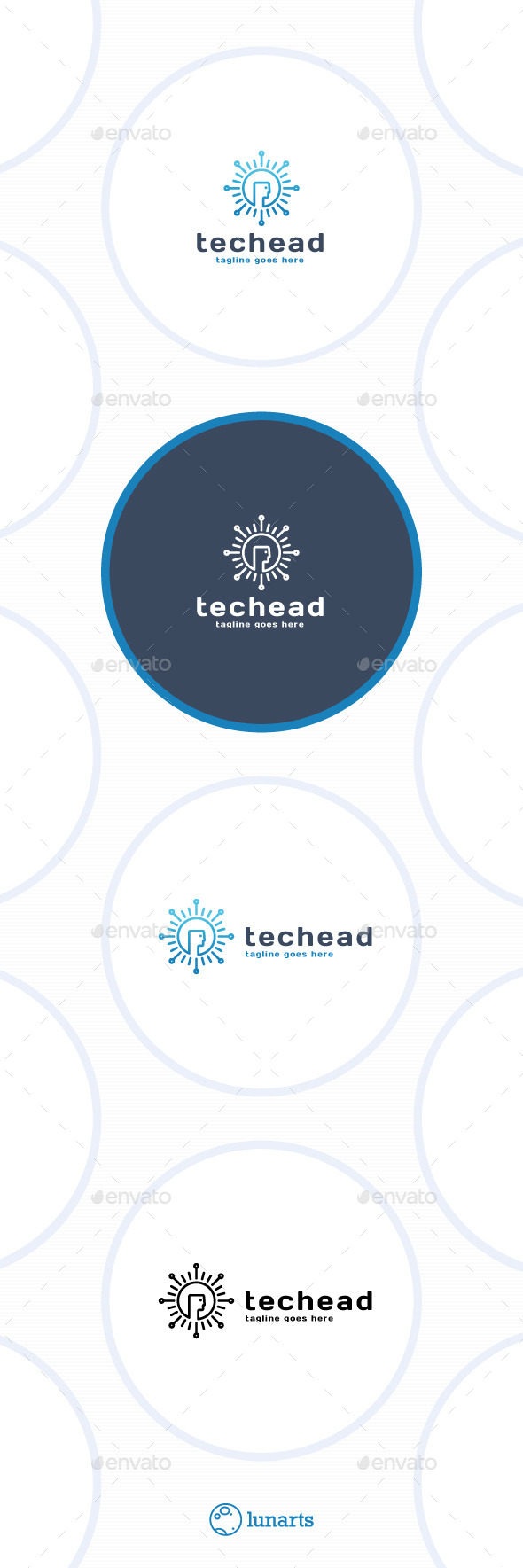 Tech Head Logo - Sun