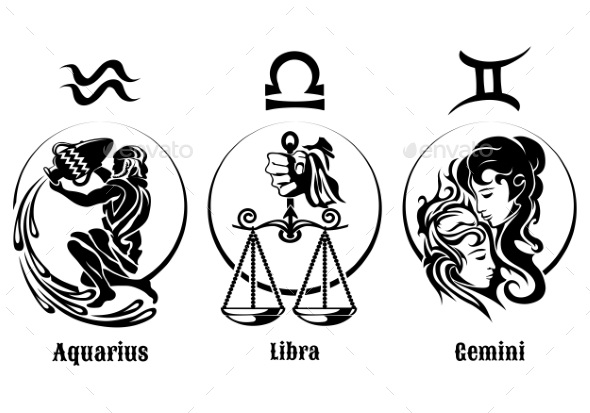 Signs of Air Zodiac Emblem Set