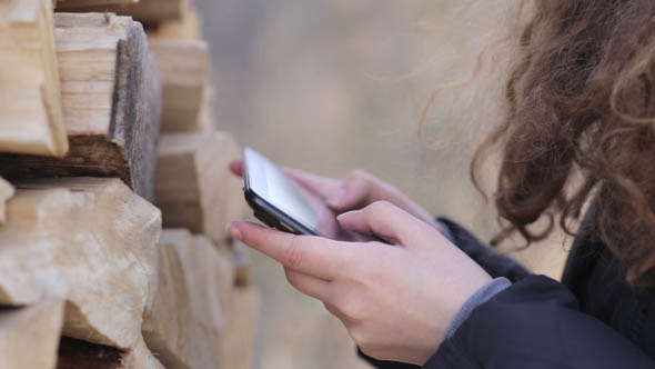 Woman with Touch Panel