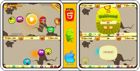 Smiles - HTML5 Mobile Game (Construct 3 | Construct 2 | Capx)