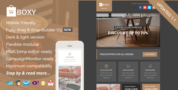 Boxy, eCommerce Email Template + Builder Access