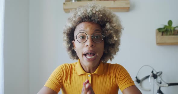 POV of an African American Woman Streaming on Social Networks