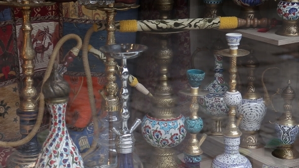 Hookah In Souvenir Shop In Turkey