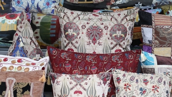 Colorful Turkish Design Cushions At Grand Bazaar