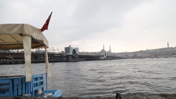 Sea Gulls And Landscape Golden Horn In Istanbul