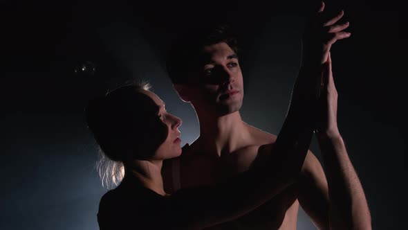 Professional, Sensual Ballet Dancers on Dark Scene Performed By Sexual Couple