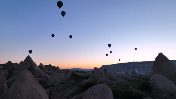 Awesome aerial view of Goreme Historical National Park in Cappadocia