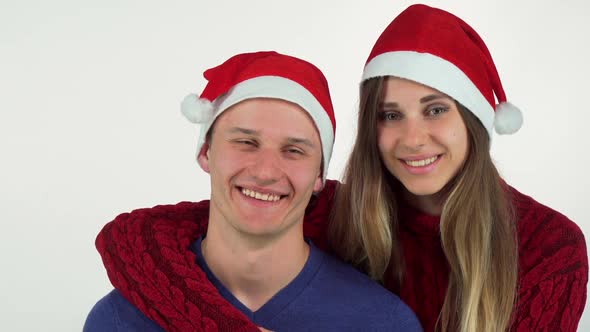 Happy Christmas Couple Hugging and Smiling at Each Other 1080p