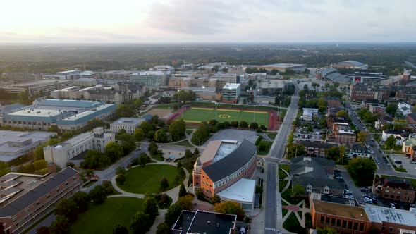 University of Missouri College Campus. Beautiful Aerial Drone Establishing