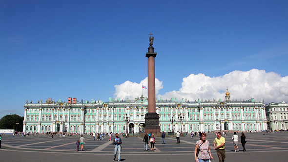 Hermitage And Palace Square In St. Petersburg