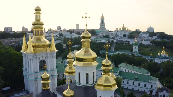 Magical Aerial View of the Kiev Pechersk Lavra Monastery