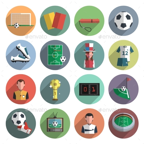 Soccer Icons Set Flat
