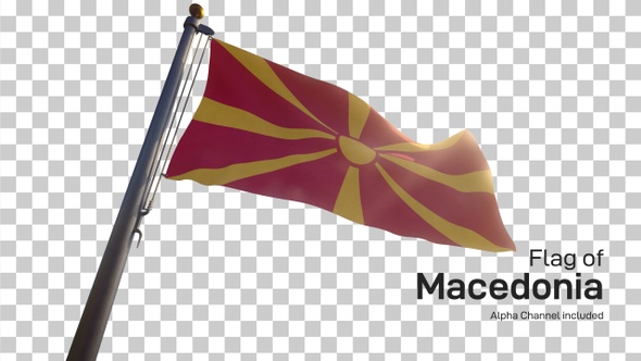 Macedonia Flag on a Flagpole with Alpha-Channel