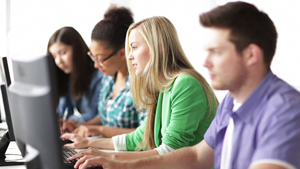 Students Making Computer Test At Informatics