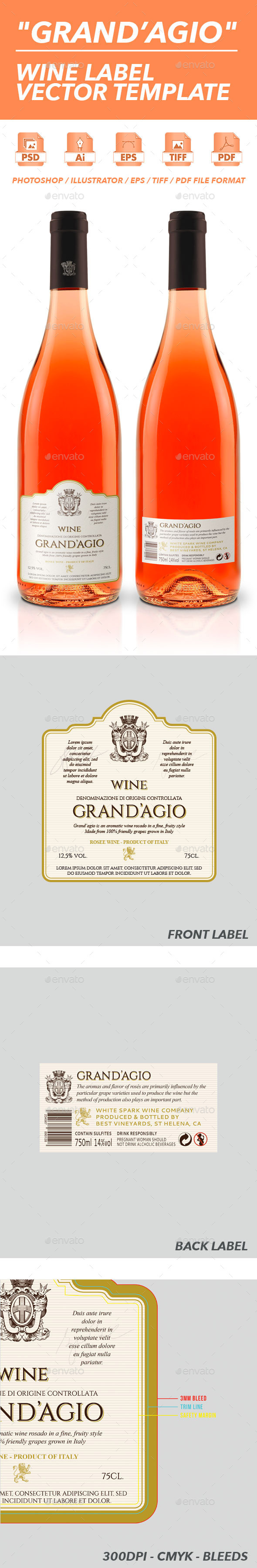 Grand'Agio - Wine Label Vector Template