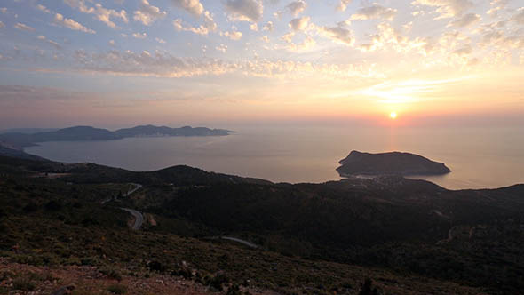 Sunset View Of Assos Peninsula (Greece,Kefalonia)