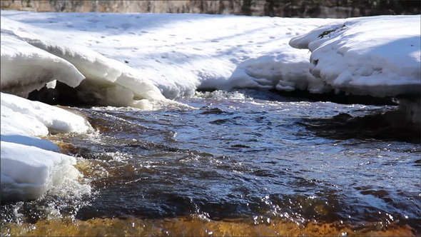Thick Snow Covering the Area and a Flowing Water alt