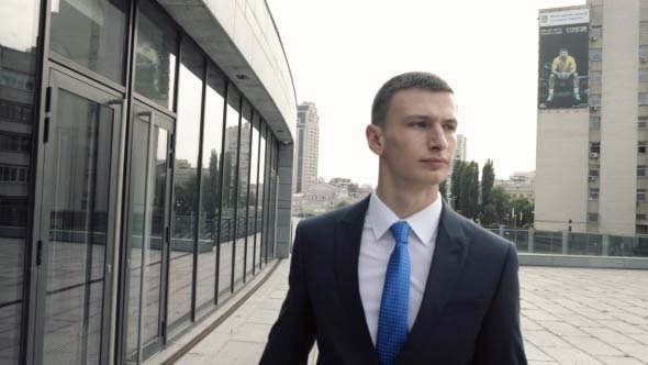 Businessman Walking to Office, Employee