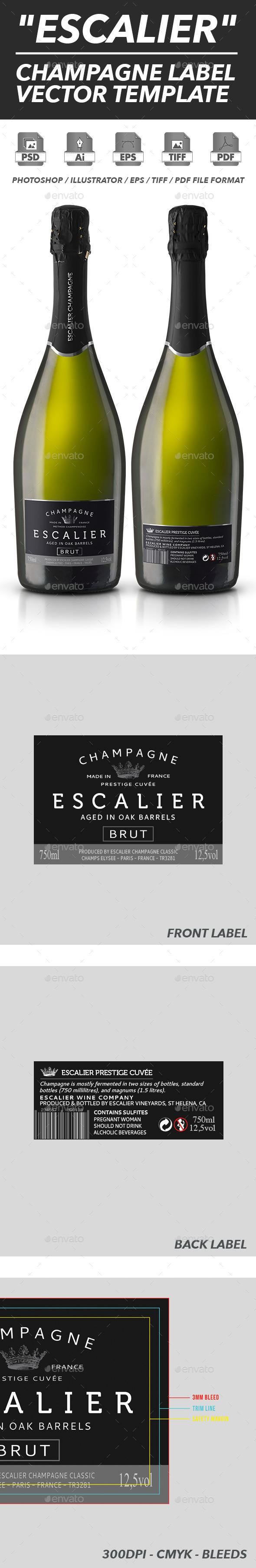 Champagne Label Vector Template