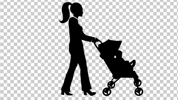 Woman Pushing Baby Cart alt