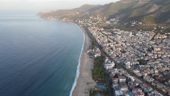 Aerial View Alanya Turkey  Resort Town Seashore