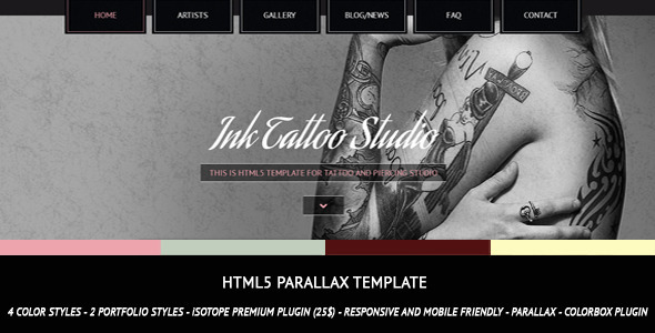 Ink Tattoo Studio - Parallax  HTML5 Template