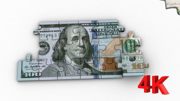 Puzzle with Image of New 100 Dollars