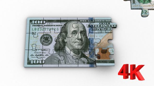 Puzzle with Image of New 100 Dollars