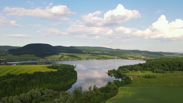 Aerial view of Teply vrch reservoir in Slovakia