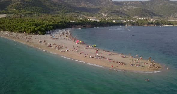 AERIAL: Zlatni rat beach in Croatia