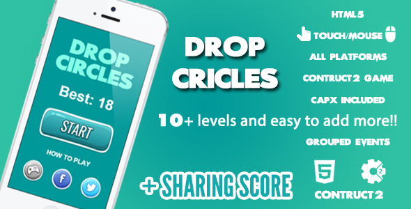 Drop Circles Game + Share Score