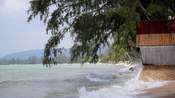 Sea Waves On The Tropical Beach.