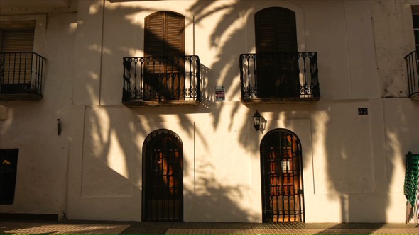 Mediterranean House with Palms Shadows