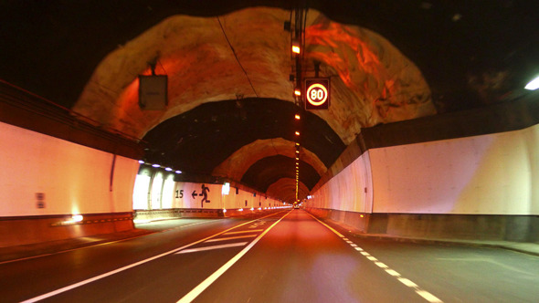 Highway Red Tunnel Rage Camera Car at High Speed