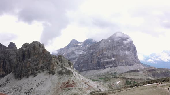 Quick Fog in the Rocks of the Dolomites