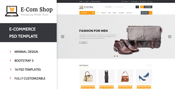E-com Shop - eCommerce Shopping PSD Template