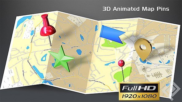 3D Animated Map Pins